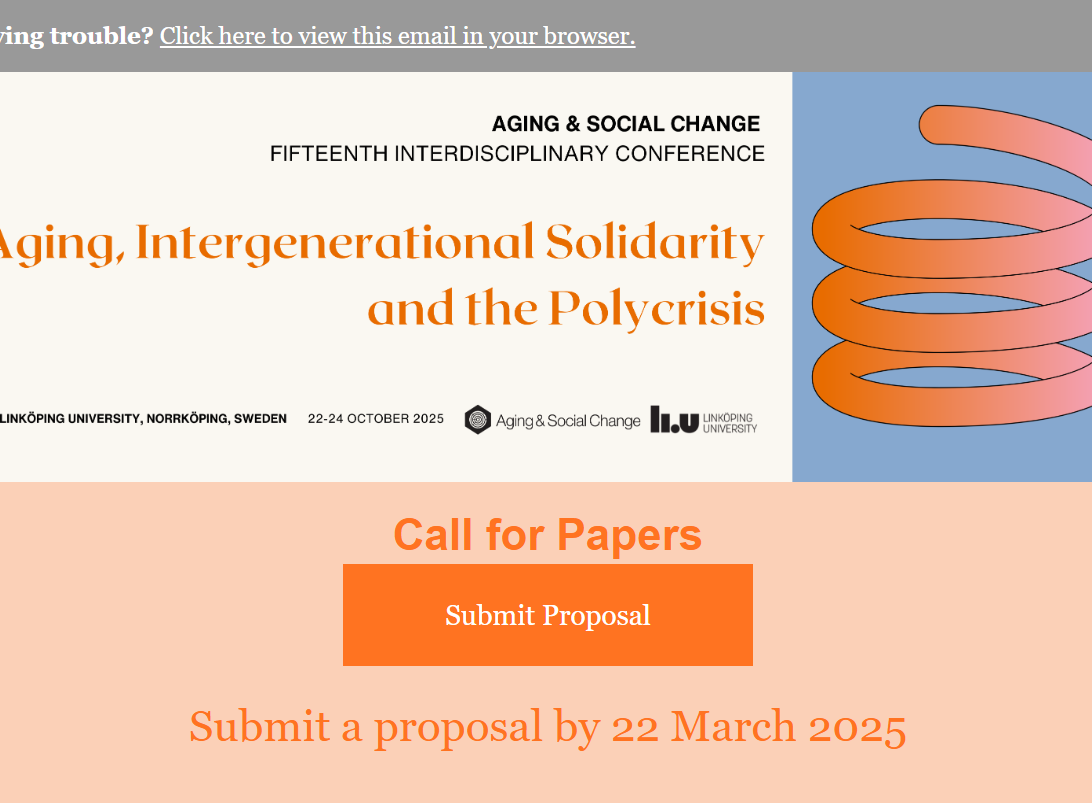 Call for Papers: Aging, Intergenerational Solidarity and the Polycrisis ...
